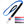 Blue dog leash for medium to large dogs, 1 inch wide and 4ft long. Neoprene handle & grip with brushed steel clip. Close up of leash handles in red, blue, purple and black.